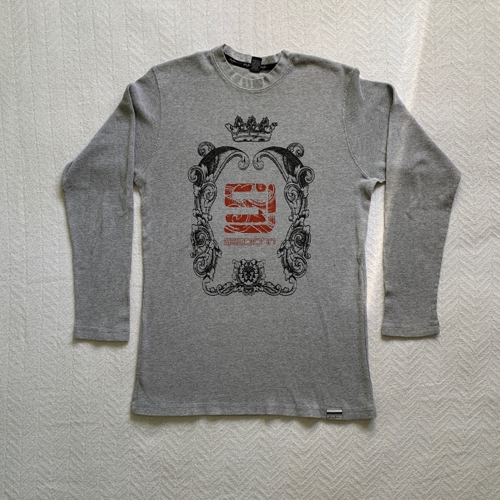 Y2K Sean John Long Sleeve Shirt Men’s Size L Waffle Knit Long Sleeve Streetwear